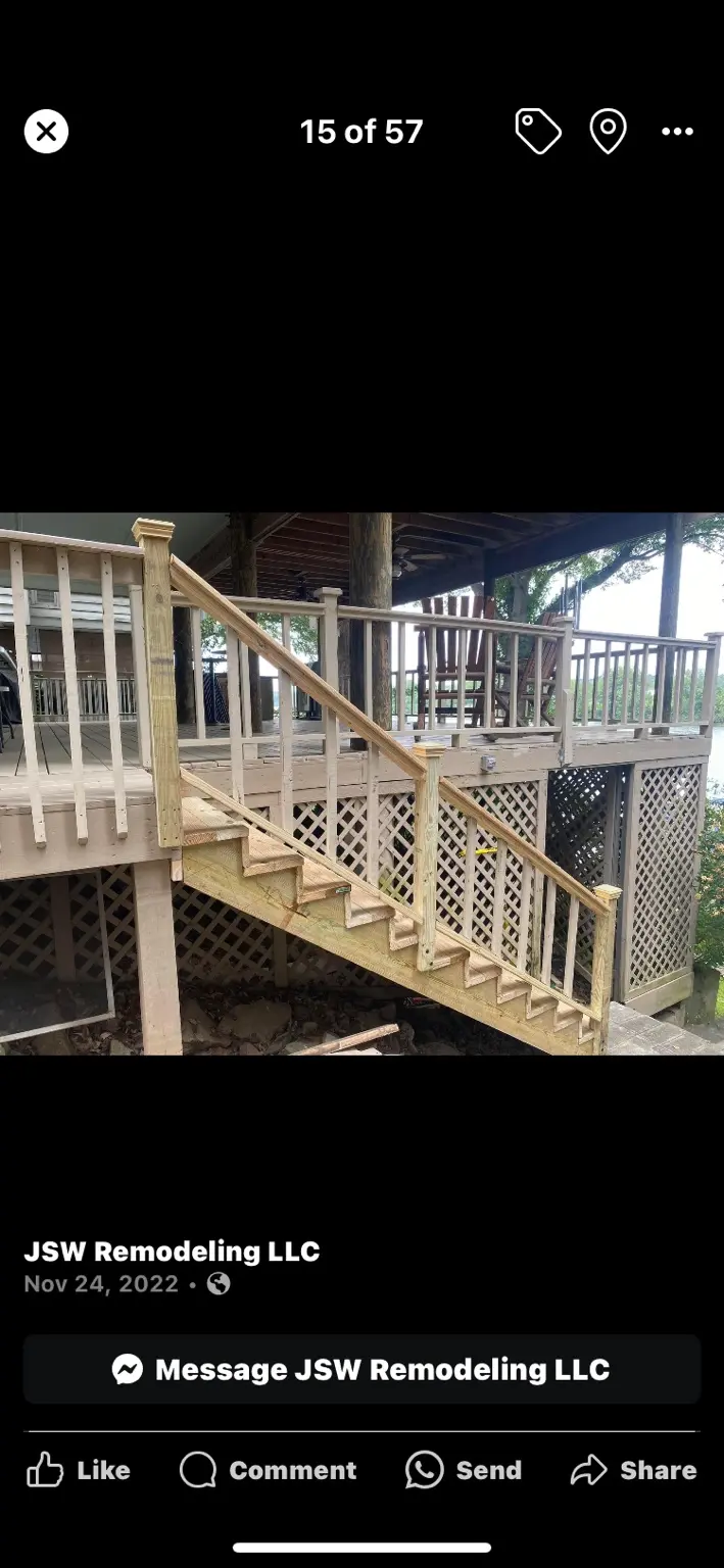 Completed deck stairs and railing
