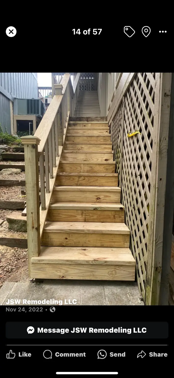 New exterior wood stairs and handrails