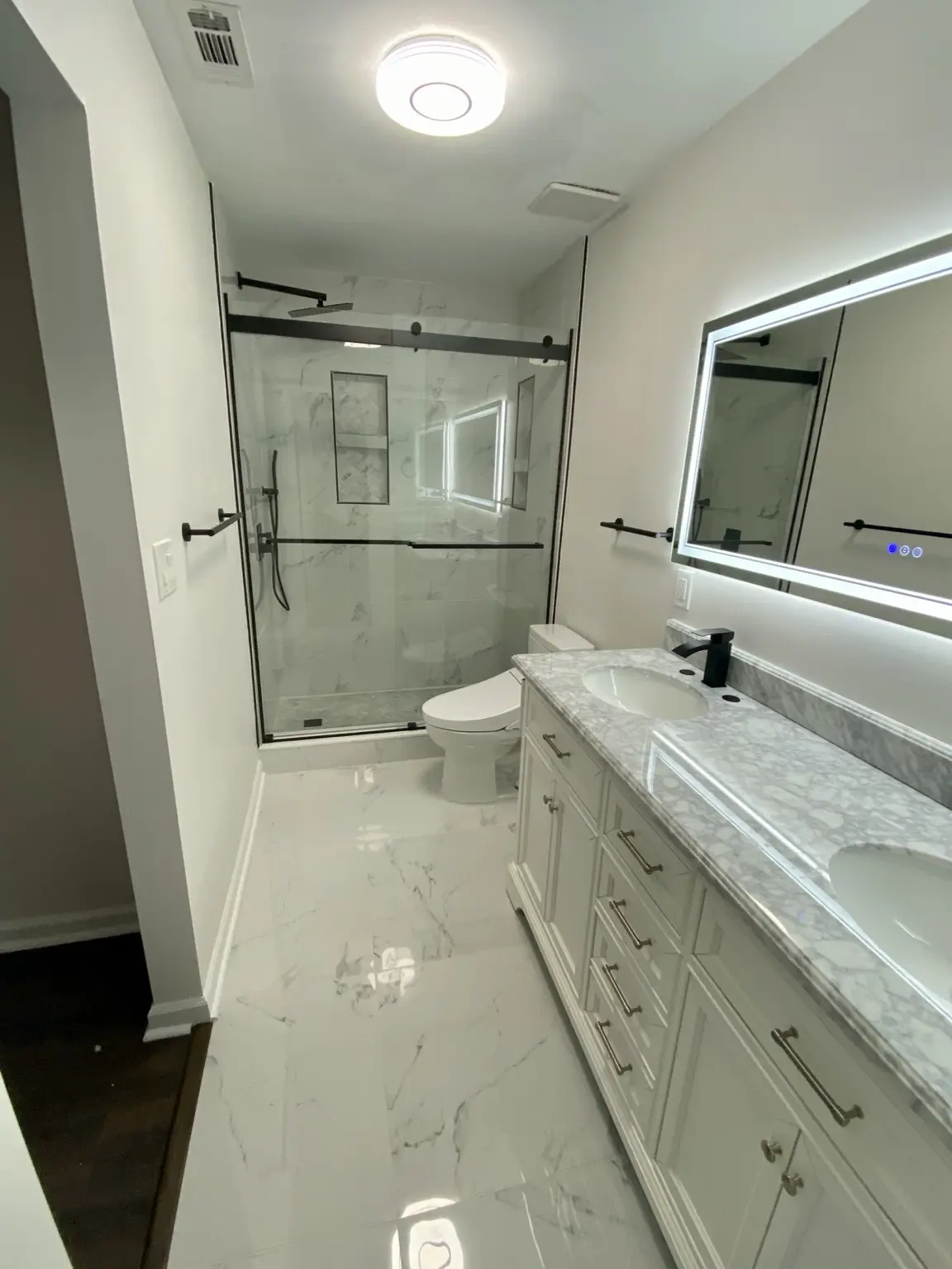 Completed primary bathroom renovation